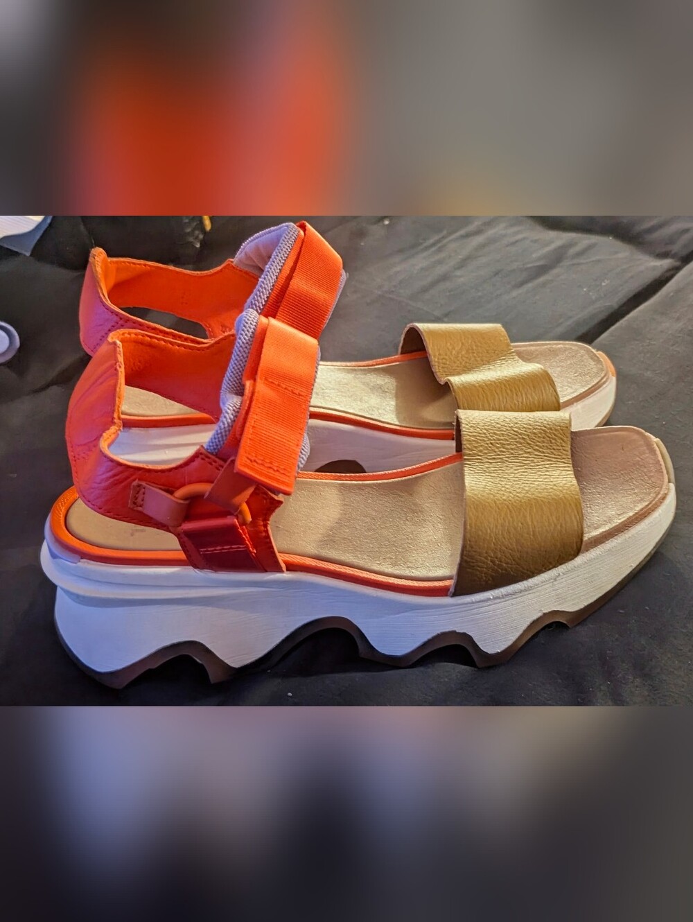 Sorel Women's Kinetic Impact Y Strap  Wedge Sandal In Orange/Tan